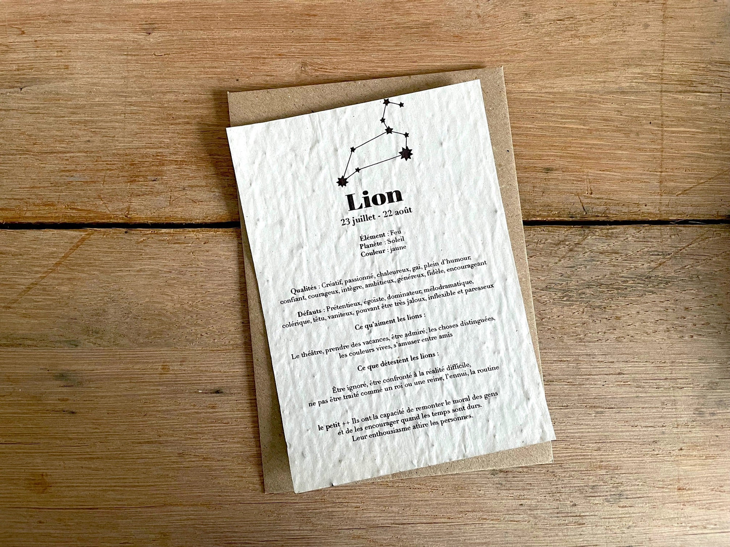 Carte à planter signe du zodiaque Lion