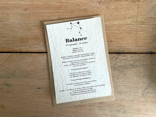Carte à planter signe du zodiaque Balance