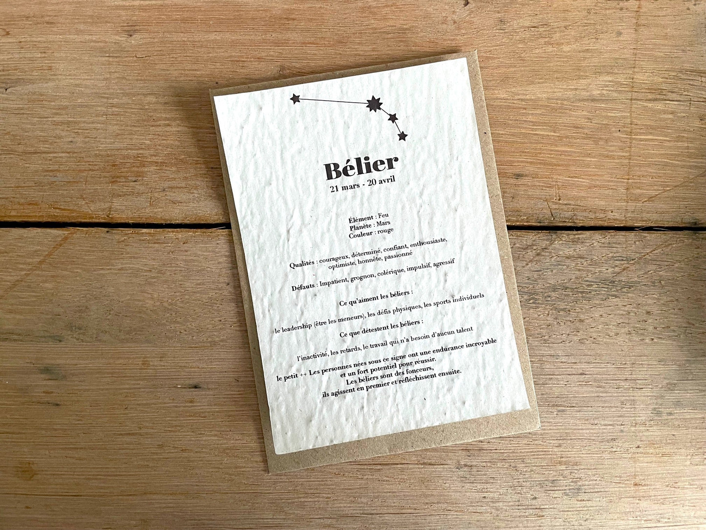 Carte à planter signe du zodiaque Bélier