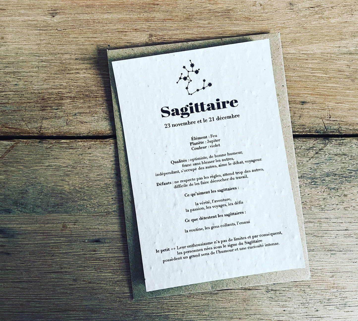 Carte à planter signe du zodiaque sagittaire
