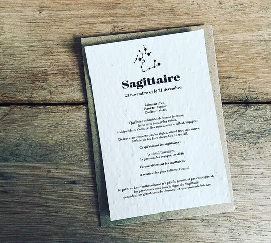Carte à planter signe du zodiaque sagittaire