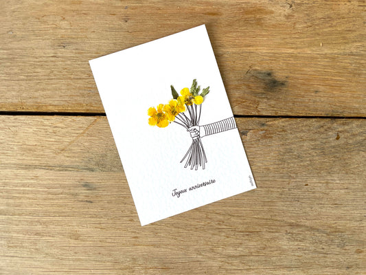 Carte fleurs pressées Soleil