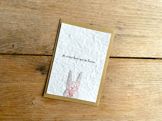 Carte à planter je t'aime petit lapin