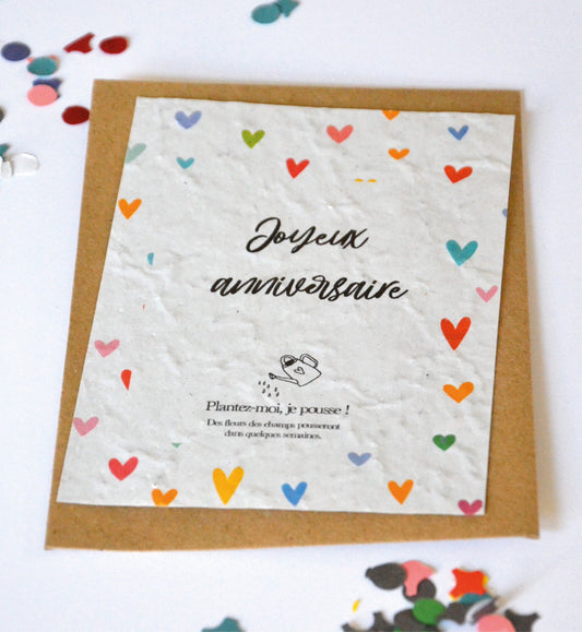 Carte à planter anniversaire coeur