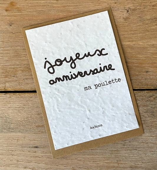 Carte à planter joyeux anniversaire ma poulette