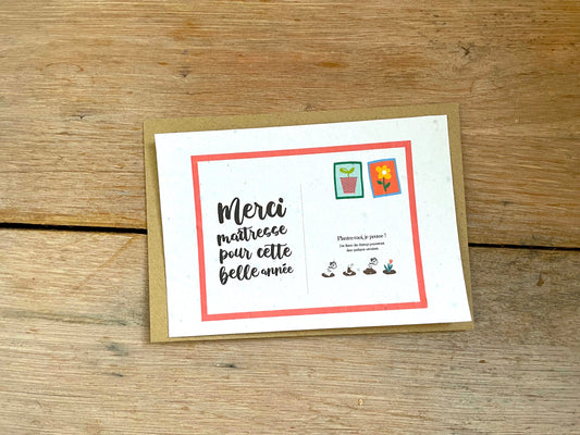 Carte à planter Merci maîtresse belle année