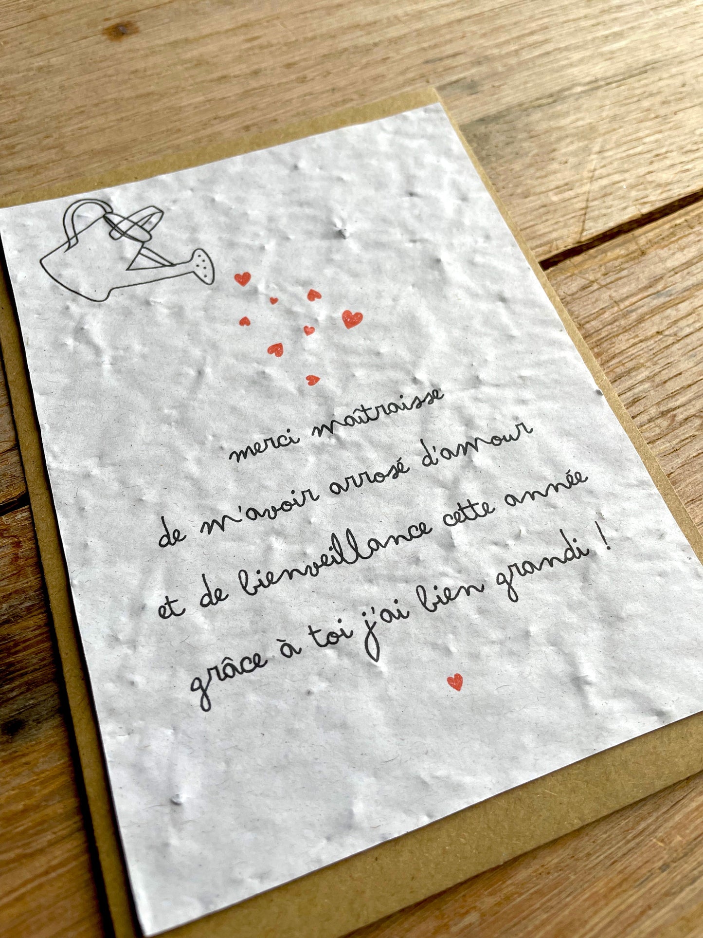Carte à planter Merci maîtresse coeur