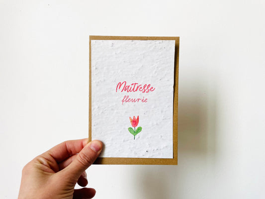 Carte à planter merci maitresse fleurie