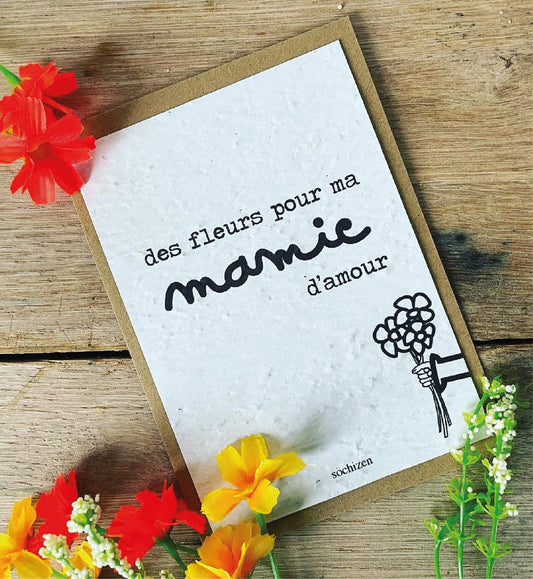Carte à planter mamie fleurs
