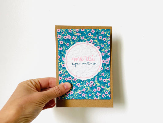 Carte à planter merci maitresse liberty