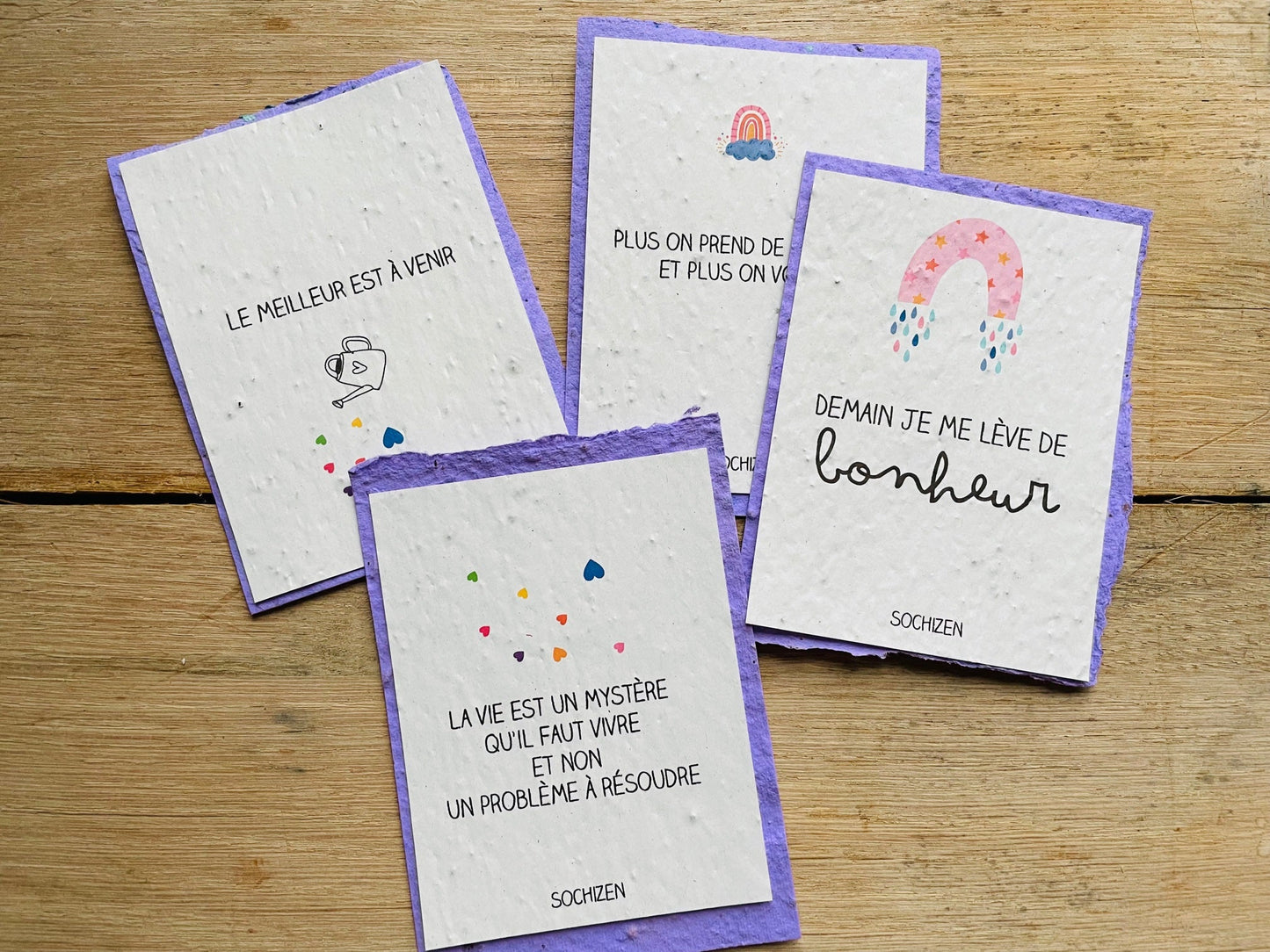 4 Cartes à planter message positif
