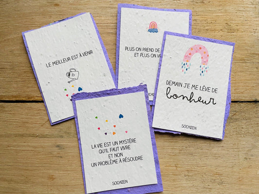 4 Cartes à planter message positif