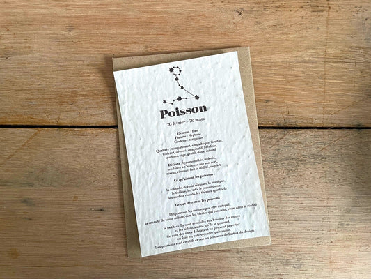 Carte à planter signe du zodiaque poisson