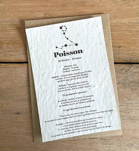 Carte à planter signe du zodiaque poisson