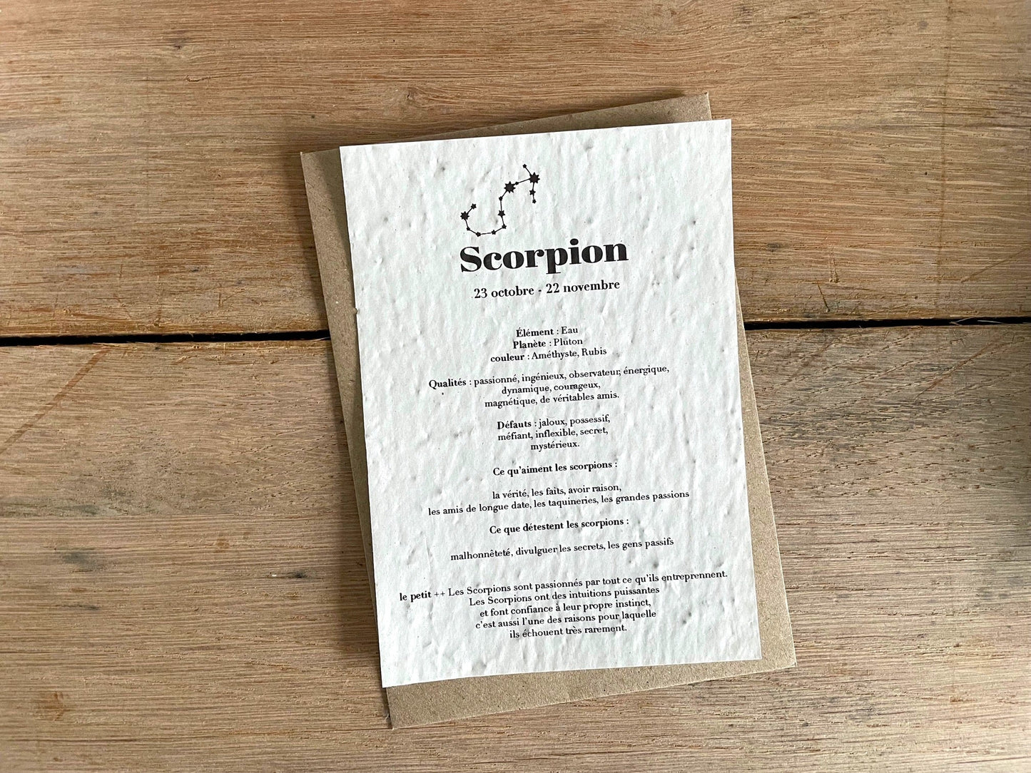 Carte à planter signe du zodiaque scorpion