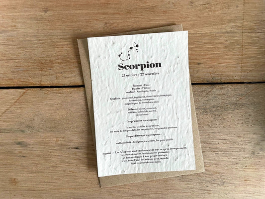 Carte à planter signe du zodiaque scorpion