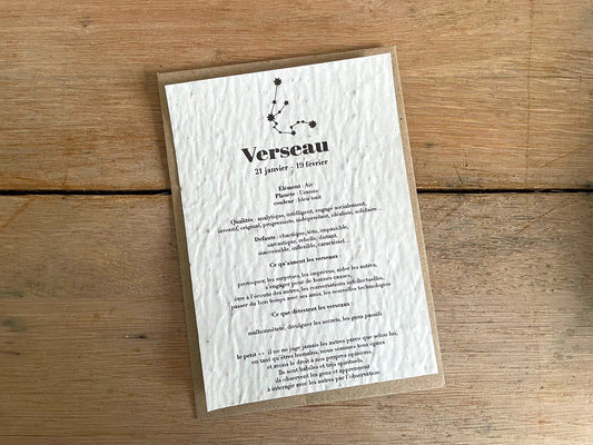 Carte à planter signe du zodiaque verseau